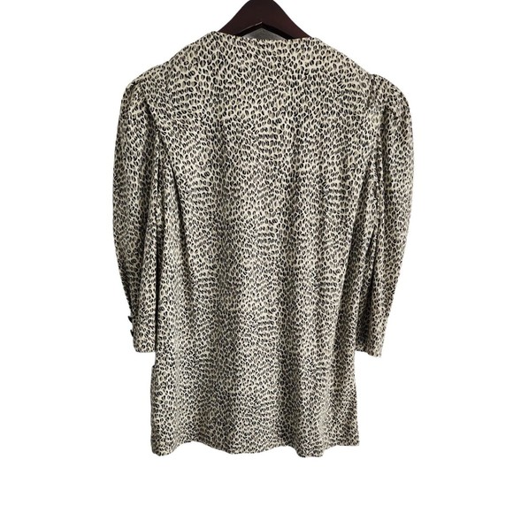 Vintage Kwai Blazer Jacket Women Size‎ 8 Double Breasted Animal Print Lapelless - Picture 2 of 6